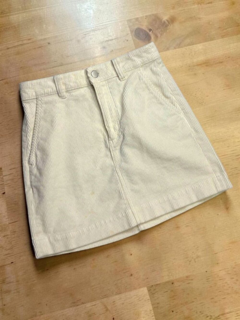 Everlane The Stamp Off White Corduroy A Line Mini Skirt‎